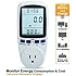 RioRand Plug Power Energy Watt Voltage Amps Meter with Electricity Usage Monitor, White