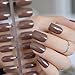 CoolNail Coffee Brown False Nails Tip Chocolate UV Effect Fake Nail Full Cover Medium Length Square ABS Artificial DIY Nail Manicure