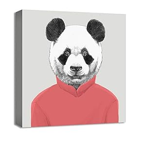 Canvas Wall Art Animal in Home Dress Painting Artwork for Home Prints Framed - 12x12 inches