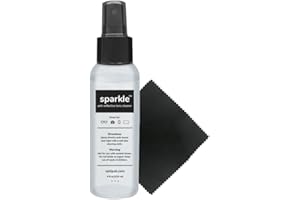 OPTIPAK Sparkle Anti-Reflective Lens Cleaner Spray kit | (1x) 4oz Glasses Cleaner Bottle + (1x) Microfiber Cloth for Eyeglasses, Sunglasses, Lenses, Screens and Camera Cleaning Kit (2 Piece Set)