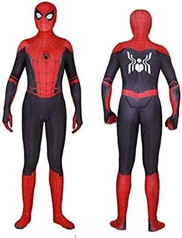 Unisex Lycra Spandex Zentai Halloween 2019 New far from Home New Spiderman Cosplay Costumes Suit Adult/Kids 3D Style (Kids-XL(Height 140-150cm), Red and Black)