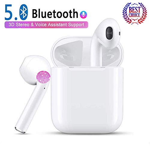 Wireless Earbuds Bluetooth 5.0 Headphones 2019 Latest Intelligent Noise Reduction (Support Fast Charging) Pop-ups Auto Pairing/iPhone/Apple/Samsung/Airpods and Airpod in-Ear Headphones