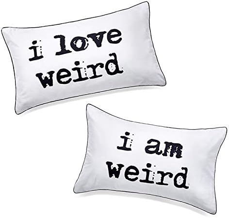 DasyFly I love weird and I am weird Couples Pillowcase,Romantic Couples Gifts Idea For Christmas Valentines Day Wedding Engagement 2 year Anniversary,Unique His and Hers Couple gifts For Him For Her