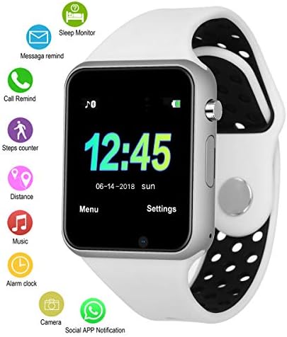 Bluetooth Smart Watch Camera Waterproof Smartwatch Touch Screen Phone Unlocked Cell Phone Watch Smart Wrist (White Silver Color, M3 White Silver Color)