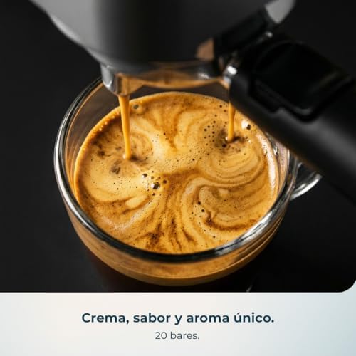 Cafetera Express Manual Cafelizzia 690 Grey. 1230-1465W, Bomba 20 Bares, 1 o 2 Tazas, Vaporizador, Tanque 1,5L, Thermoblock, Panel Táctil, Espresso de Barista en Casa