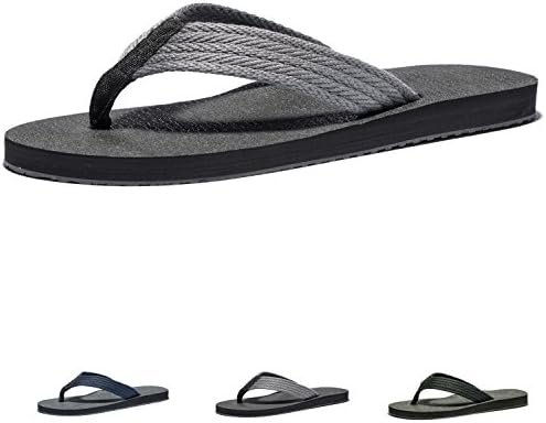 Cansherry Flip Flops for Adult Men with Extra Large Size，Non-Slip Wear Resistance Light Weight Sandals (12 D(M) US / 46 M EU / 12in, Black Gray)