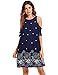 Romwe Women's Short Sleeve Cold Shoulder Floral Print Casual Loose Tunic Dress Navy L