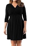 Pink Queen Women's Mock Two-Piece Maternity Dress 3 4 Sleeve