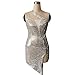 Women’s One Shoulder Bodycon Cocktail Dress – Ladies Shiny Sequin Deep V Neck Mini Dress – Split Party Dressesthumb 4
