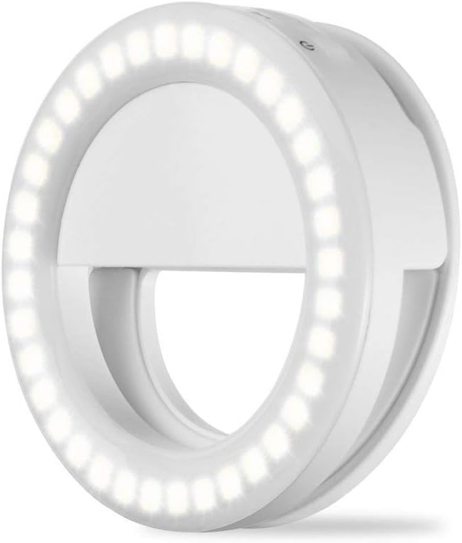 Selfie Ring Light for Camera 36 LED Light for iPhone iPad Tablet Laptop Camera Sumsung Galaxy Photography Phones, Rechargable Battery,White