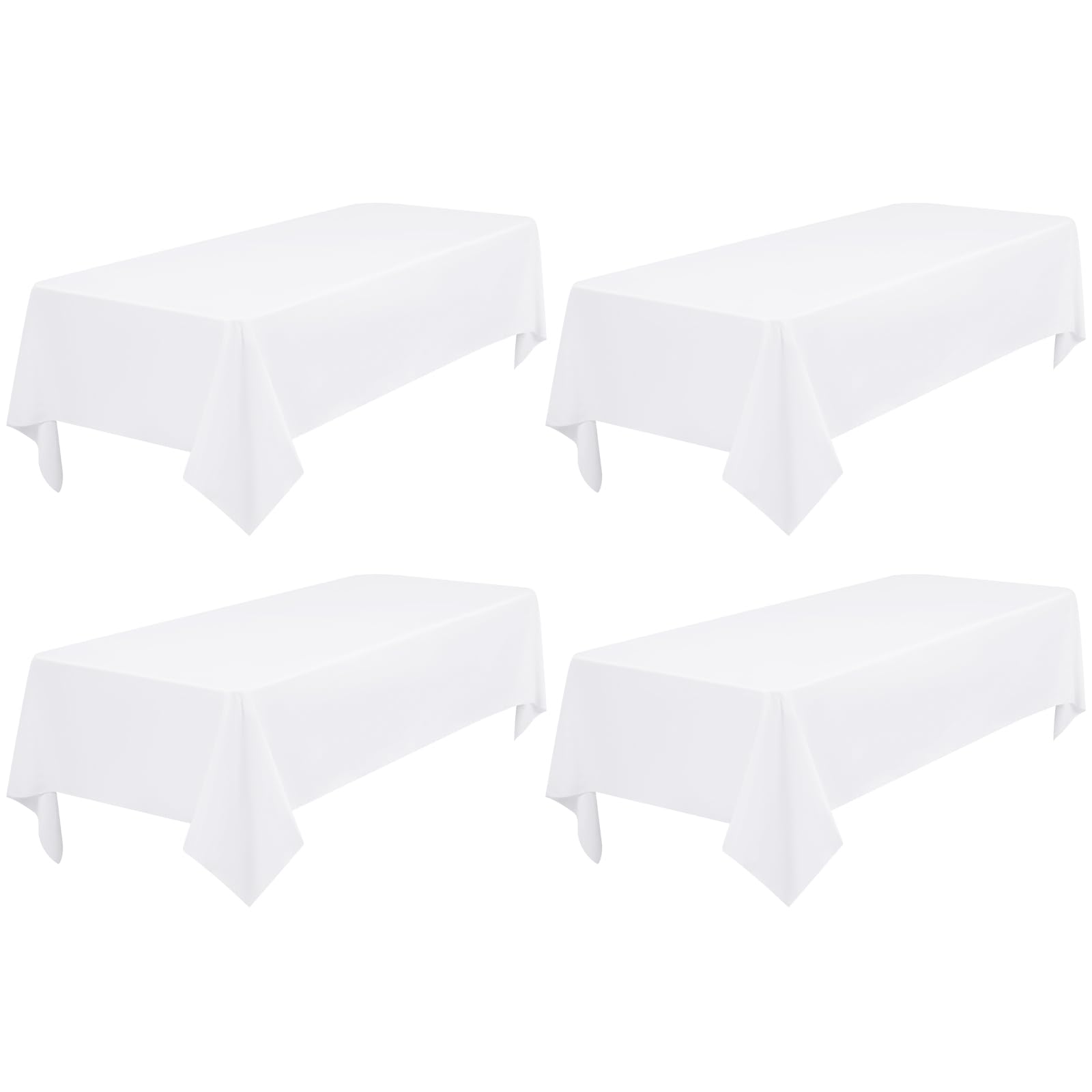 FXKS 4 Pack White Polyester Tablecloth 60 x 102 inch Rectangle Table Cloth for 6 Feet Rectangle Tables,Stain and Wrinkle Resistant Washable Polyester Table Cover for Wedding Parties Banquet Kitchen