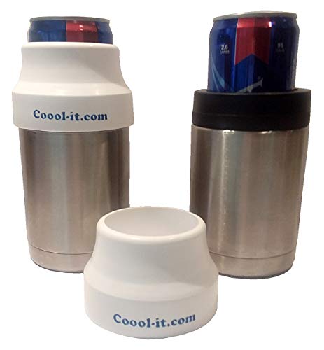 Coool-it,silicone insulator adapter for TALL 12oz SLIM CANS. Convert Yeti,Cold Keeper, RTIC,and Ozark Trail stainless can coolers.STAINLESS CAN COOLER NOT INCLUDED,Adapter only (White)