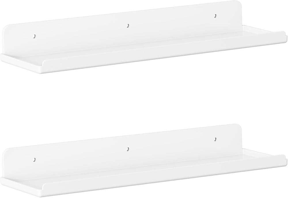 Lifewit Floating Shelves Wall 2 Pack White 38.1 cm 15 in Lip Front Sides