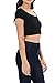 Auliné Collection Womens Trendy Solid Color Basic Scooped Neck and Back Crop Top Black Medium