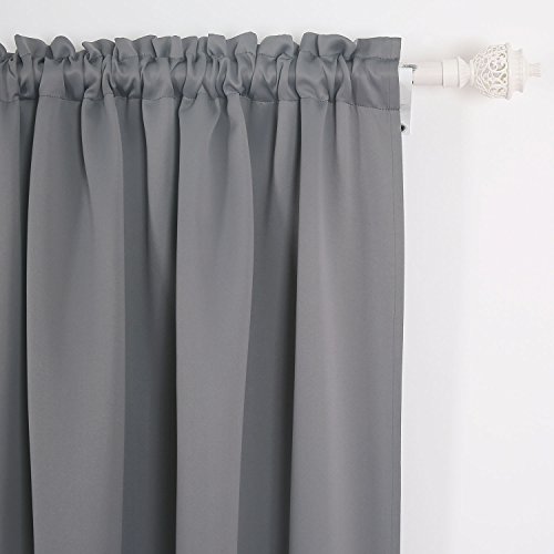 image for Deconovo Blackout Rod Pocket Window Curtains Set Solid Thermal Insulat