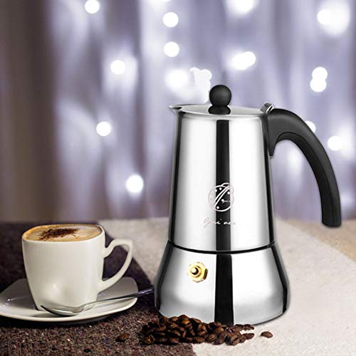 favourall 200/300 ml Edelstahl-Kaffeemaschine Herd Espressokocher Perkolator Topf Induktion Kochfeld Espressokocher 4-6… – Bild 3