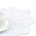 yazi Lace Coasters Doilies Set of 4 White Color Handmade Oval Crochet Cotton Lace Table Placemats 9