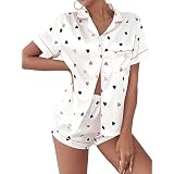 Thopavenoir Women's 2-Piece Bow Print Pajama Set - Comfy Long Sleeve Button-Down & Lounge Pants For Valentine's Day