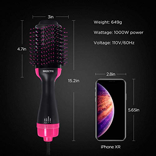 Hair Dryer Brush, SMZCTYI 3 IN 1 Electric One Step Hair Dryer & Volumizer & Styler, Negative Ion Anti-Scald Hot Air Brush, Salon Hair Straightener with Fast Drying & Cool Setting for All Hairstyles