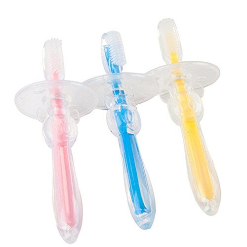 RANDER Baby Special Silicone Toothbrush for Children Training Brushing Teeth (Blue)