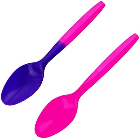 East and West 100 Ct Color Changing Plastic Ice Cream Spoons (Pink to Purple)
