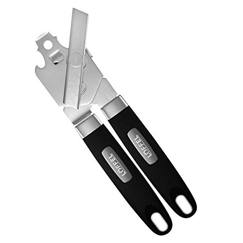 LÖFFEL Stainless Steel Manual Can Openers, Non-Slip Safety Lid Remover, Kitchen & Restaurant, Industrial Materials for Portable Cooking Area, Ultra Sharp Blade for Seniors with Arthritis