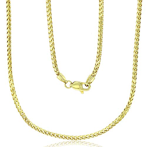 DECADENCE 14K Yellow or White Gold Solid 1mm-5mm Franco Chain Necklaces for Men and Women with Lobster Claw Clasp | Italian Gold Chains | Gold Franco Necklaces for Men and Women