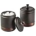mDesign Metal Bathroom Vanity Storage Organizer Canister Jar for Cotton Balls, Swabs, Makeup Sponges, Bath Salts, Hair Ties, Jewelry - 2 Pack - Bronze with Warm Brown Accents primary