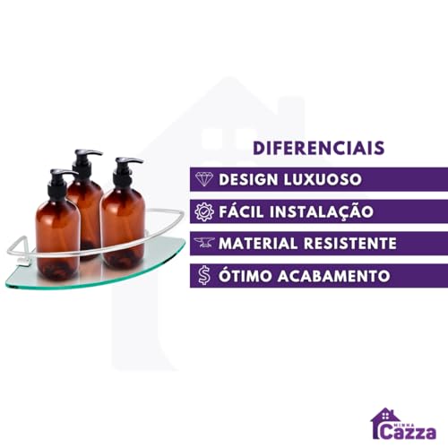Kit 02 Porta Shampoo Suporte De Banheiro Shampoo Canto Vidro 6mm