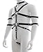 Mens Leather Full Body Chest Harness with Collar and Armbands Rivet Adjustable Buckle Straps Club Wear Costume