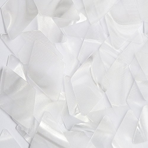 Sequin Long Diamond 1.5 inches Raw Silk Crystal Illusion. Loose Paillettes. Made in USA. Large for display, accents, applique, arts, crafts, and embellishment.