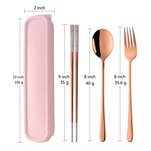 Do Buy 3 Piece Portable Flatware Set, Chopsticks, Fork and Spoon with Travel Case