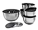 YBM Home Set of 5 Stainless Steel Mixing Bowl with Airtight Lids and 3 Sharp Grater Attachments, Premium Stackable Nesting Bowls with Rubber Bottom for Mixing and Serving