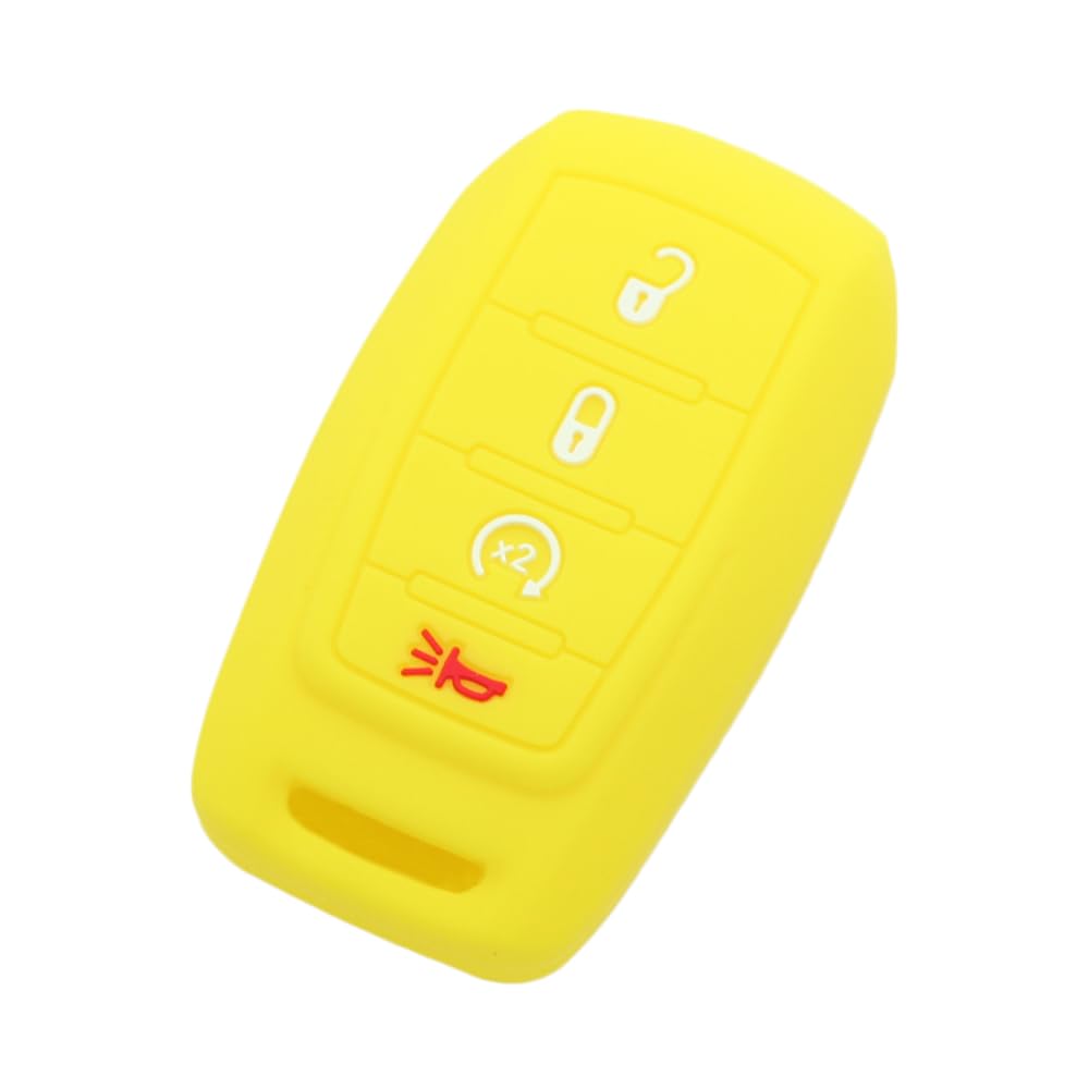 BROVACS Silicone Cover Protector Case Holder Skin Jacket Compatible with DODGE 4 Button Smart Remote Key Fob CV2753 Yellow