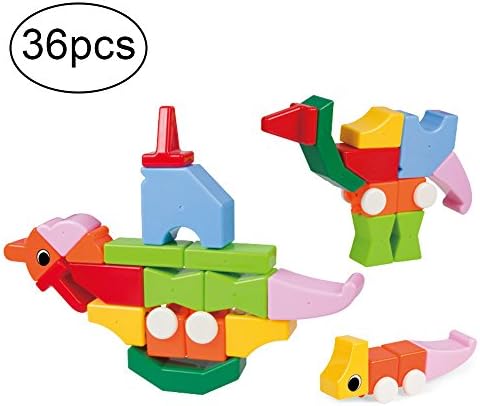 Camande Cartoon Magnetic Building Blocks Construction Set Toys and Educational Stacking Toys for Kids and Toddlers 36Pcs