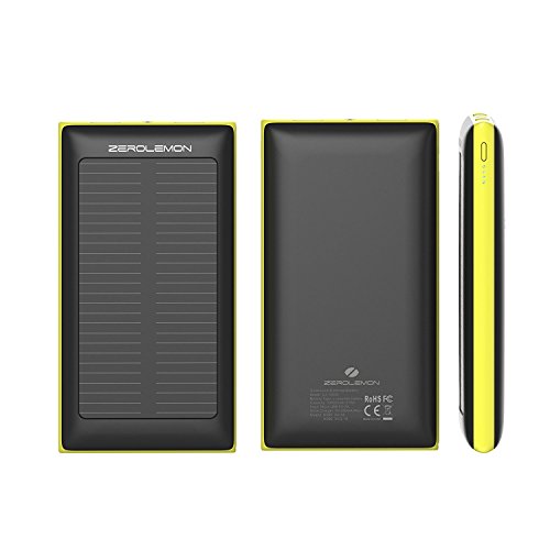 Solar Charger External Battery, ZeroLemon SolarJuice 10000mAh Fast Portable Charger External Battery Power Bank with Solar Charging Technology for iPhone, iPad, Samsung and More Rain-resistant and Dirt/Shockproof [36 months ZeroLemon Warranty Guarantee Cell Phones & Accessories, Accessories, Batteries & Battery Packs