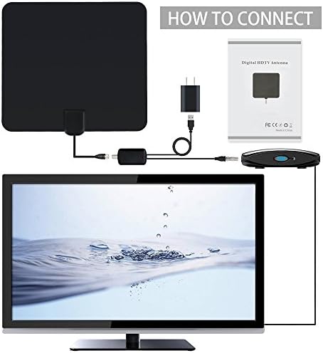 HDTV Antenna Indoor, Digital HDTV Antenna Detachable Signal Booster TV Antenna Amplifier Coaxial Cable13ft usb 4k Ultra Thin Slim TV Antenna TV Connector Receive Digital Signal Meter Updated Version