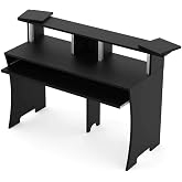 Glorious Workbench Working Console with Pull-Out Drawer and Revolvable Trays, Robust Design and Easy to Assemble (Black)