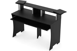 Glorious Workbench Working Console with Pull-Out Drawer and Revolvable Trays, Robust Design and Easy to Assemble (Black)