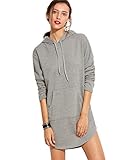 SweatyRocks Sweatshirt Dress Hoodie Pockets Grey Dress
