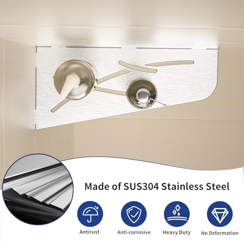 Bernkot Shower Corner Shelf with 3mm Thickness Shower Shelf No Drilling Corner Shower Shelf Shower Corner Shelf SUS304 Stainless Steel Bathroom Organizer Holder