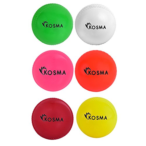 Kosma Set of 6 Wind Ball Cricket Ball | Soft Training Balls | Sports & Outdoors (White, Orange, Green, Red, Yellow, Pink)