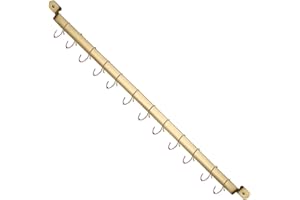 Kyraton Kitchen Utensil Rack, Kitchen Rack With Gold Titanium Plating,Rail Rack Organizer for Hanging Knives,Wall Mounted Gourmet Kitchen Rail with 14 Hooks