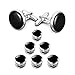 LIEBLICH Mens Black Round Tuxedo Shirts Cufflinks and Button Studs Set Ideal Jewelry Gift for Men (Style 1)