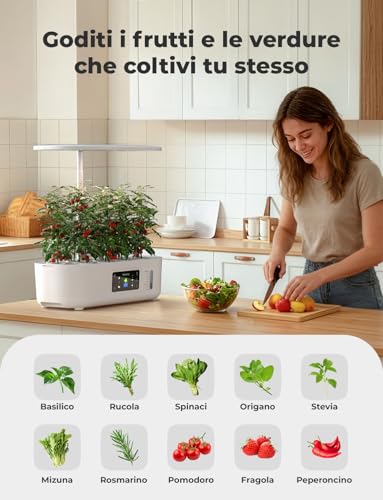 GOLUMUP 13 Pods Hydroponic Greenhouse, Smart Garden with Dual Grow Modes, with LED Grow Light, Automatic Timer, Adjustable Height, White