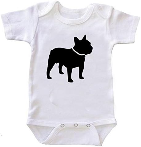 Custom French-Bull-Dog Baby Onesie Infant Short Sleeve Bodysuit- White (6-12M)