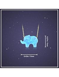 Gelin - Collar de oro macizo de 14 K con colgante de elefante de buena suerte, 18.0 in