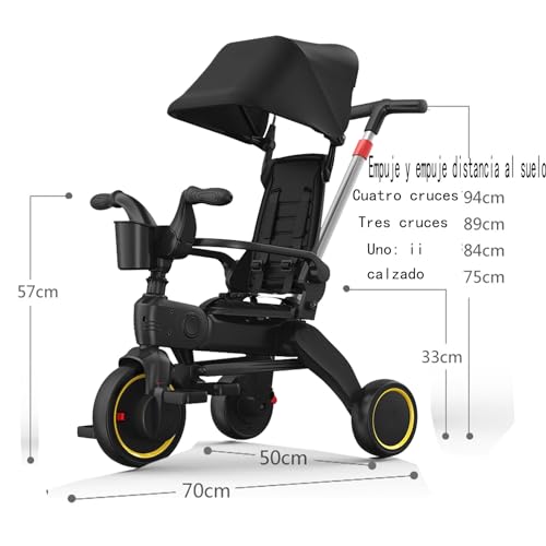 Carriola para Bebé Portátil,Rápidamente Plegable de Triciclo para Niños,4 en 1 Triciclo ,Triciclos para Niños Pequeños De 1 a 6 Años,Carriola de Bastón Ligera,Reclinable y Acolchado con Giro 360°