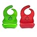 Easy clean Waterproof Silicone Baby Bibs with food catcher and Baby Silicone Spoons BPA Free for baby toddler feeding, set of 2 water proof baby bibs and 2 silicone spoons