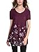 BaiShengGT Women's V-Neck Short Sleeve Flared Printed Tunic Top Medium Purple Floral
